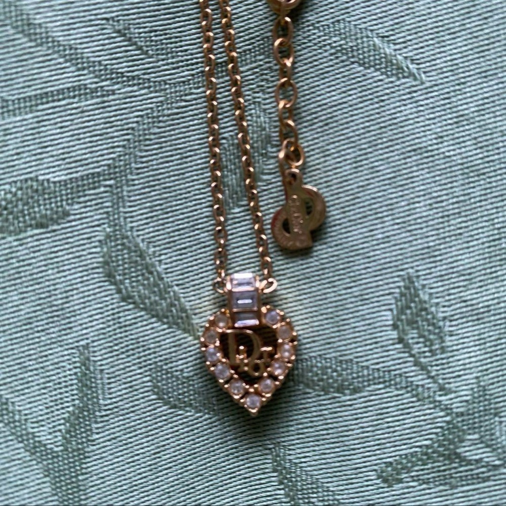 Vintage DIOR heart necklace gold tone Christian Dior necklace pendant necklace - Picture 5 of 15